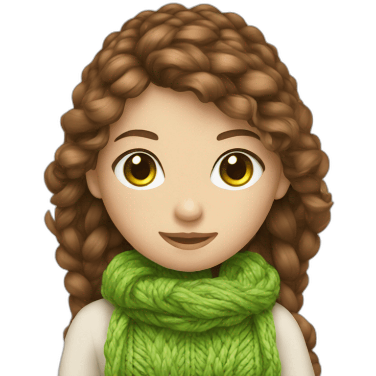 Knitting girl with brown hair and green eyes  emoji