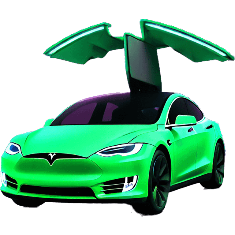 tesla in neon color battery glow emoji