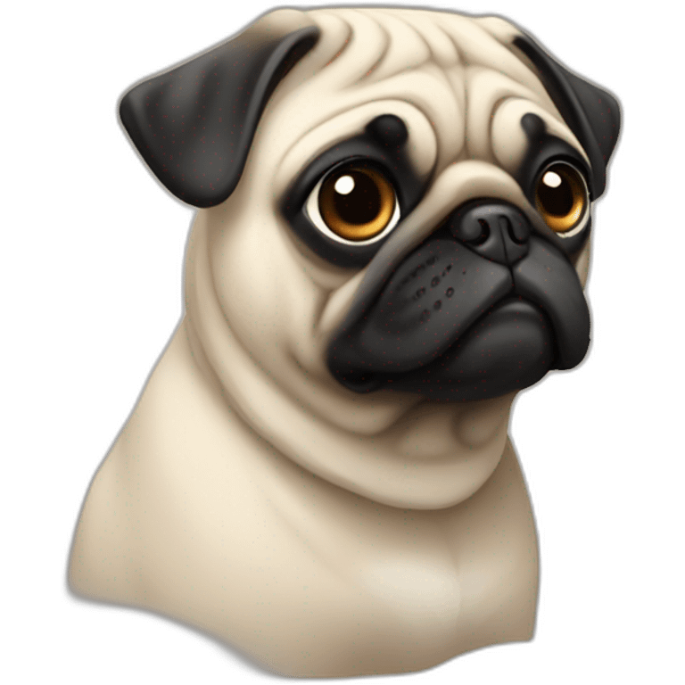 pug wearing a t-shirt emoji