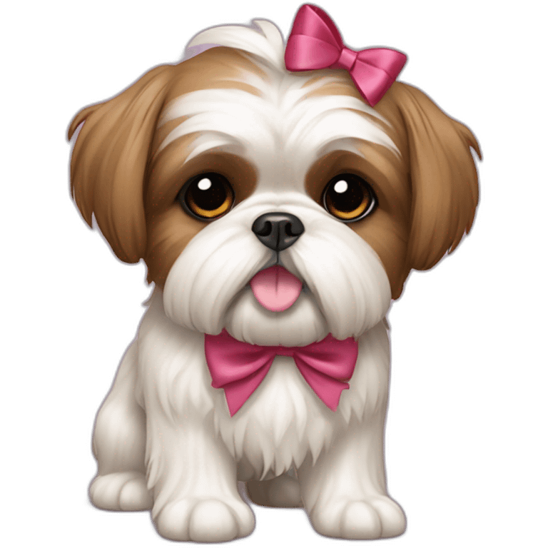 Dog Shih Tzu with a bow on head full-body emoji