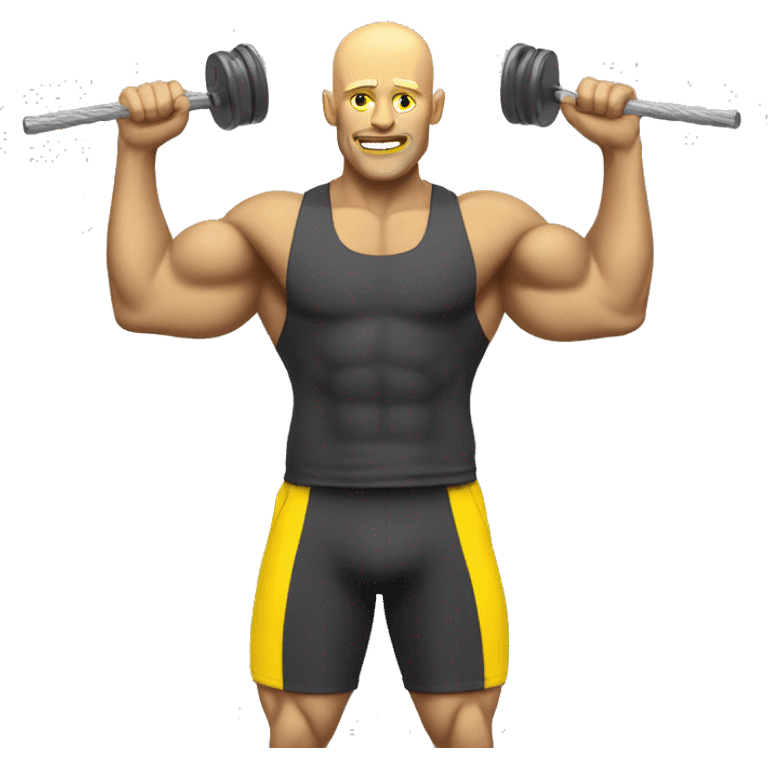 yellow bald guy workout cable shoulder press emoji