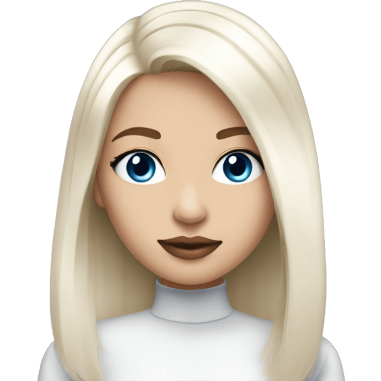 Girl medium length white straight hair, blue eyes, light pink lips emoji