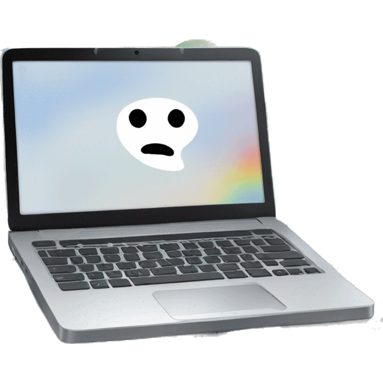 laptop with colorful strokes on the screen emoji