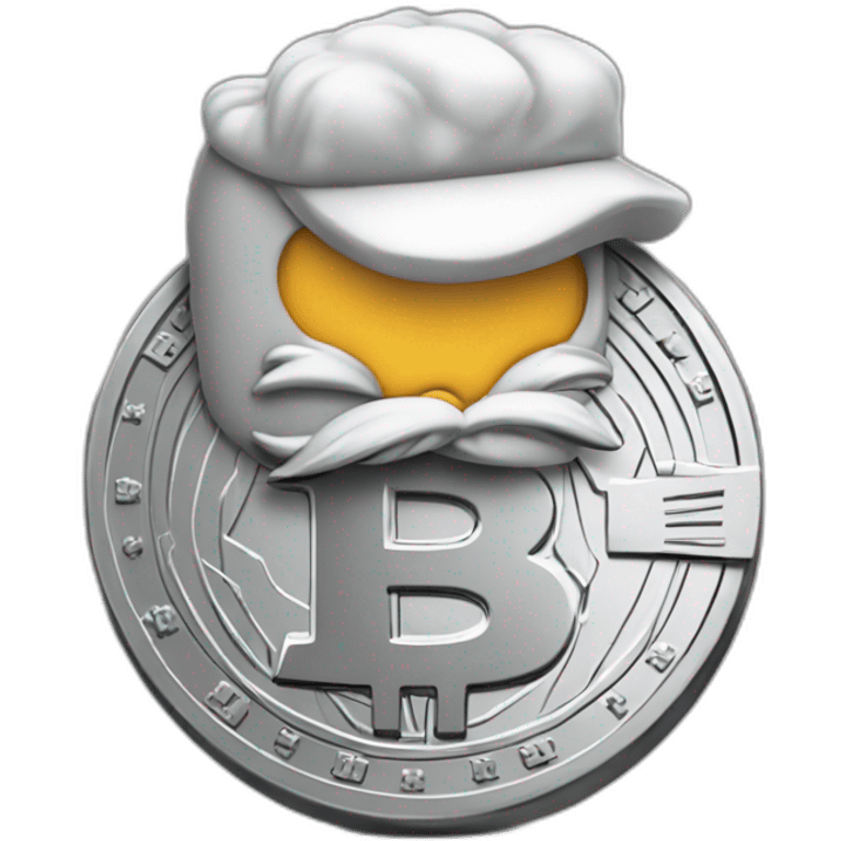 gray bitcoin coin retro disney character  emoji