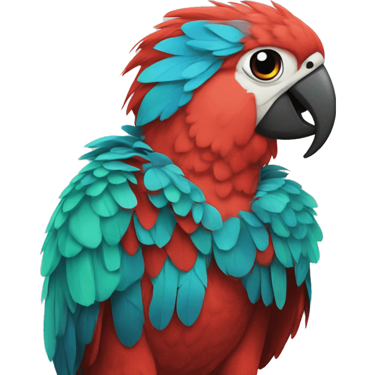 Parrot ara red with ocean emoji