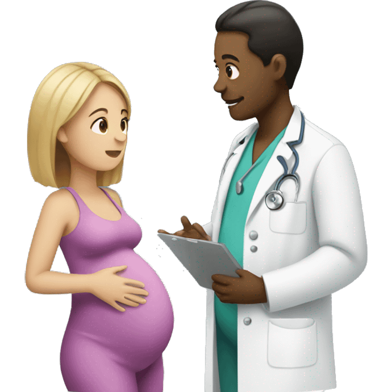 pregnant woman talking to a doctor emoji