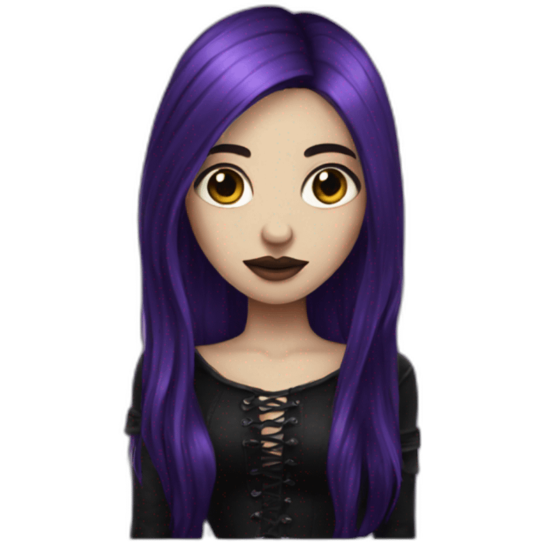 gothic girl long dark purple hair emoji