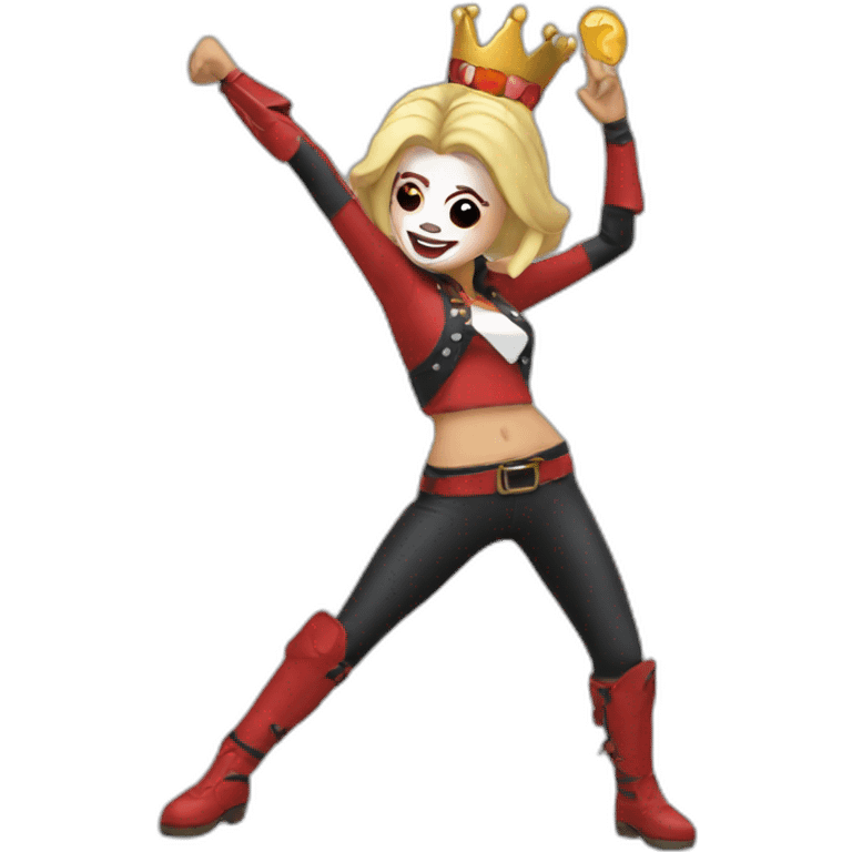 Harley Queen making a dab emoji