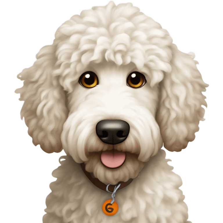 White Goldendoodle Cleveland brown football player  emoji