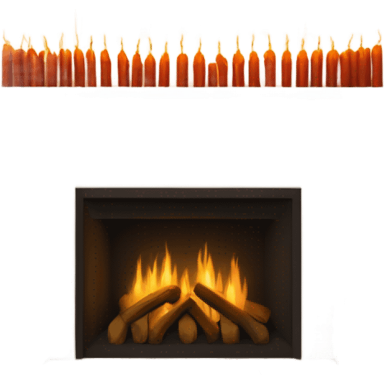 Romantic wood fireplace with tall tapered candles on mantle emoji