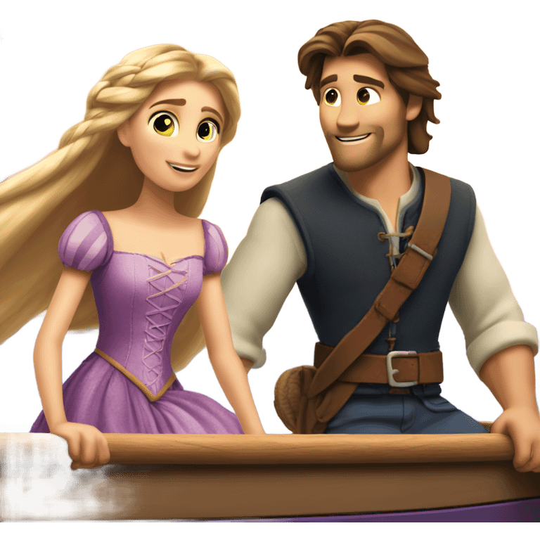 Rapunzel and Flynn on the boat emoji