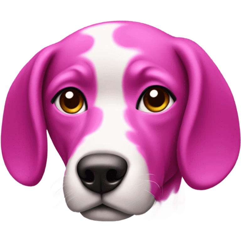 A dog with pink skin and magenta spots  emoji