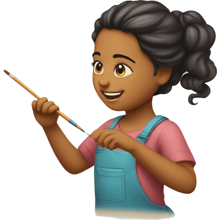 Menina loira pintando, artista, dançando e pintando, colorido emoji