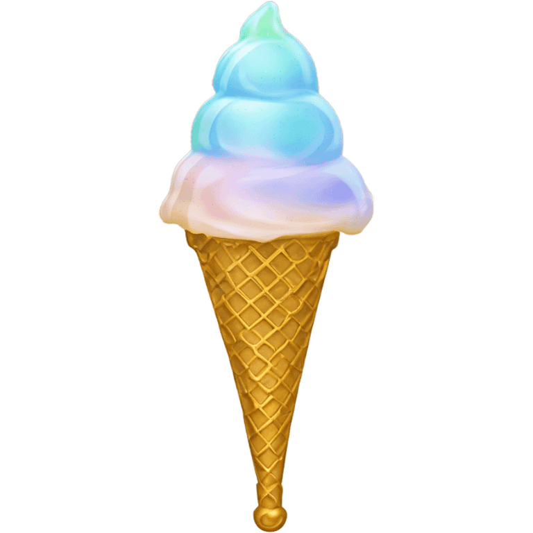 opal Crystal ice cream scoop on gold waffle cone emoji