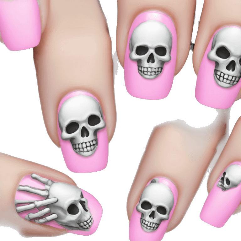 Skeleton hands bones with pink polish nails  emoji