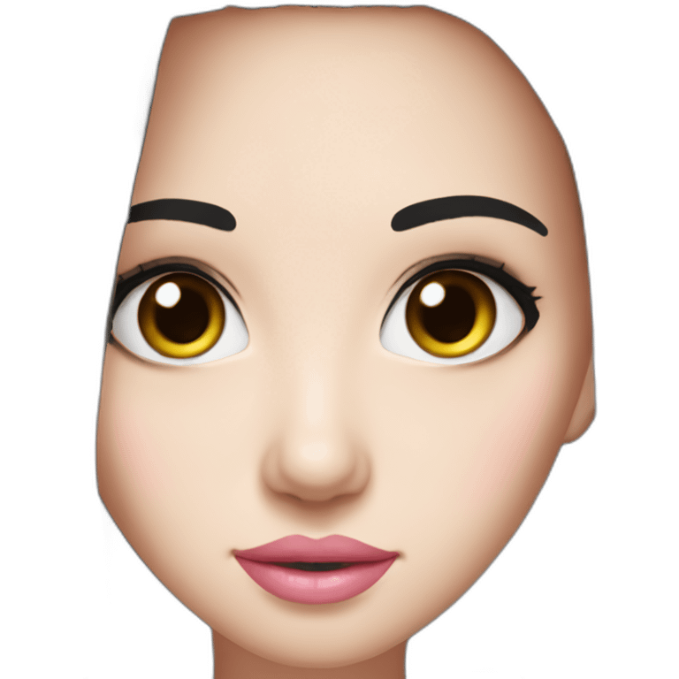 Beautiful woman,Black hair,long hair,White skin,oval face,big eyes,Blackeyes,Pink lips,Chinese emoji