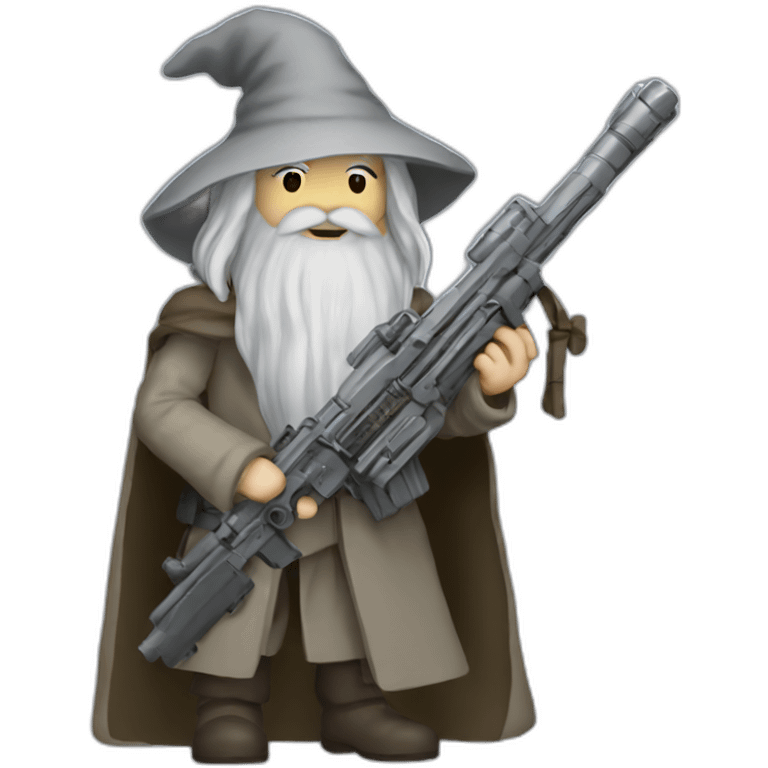 Gandalf with a machine gun emoji