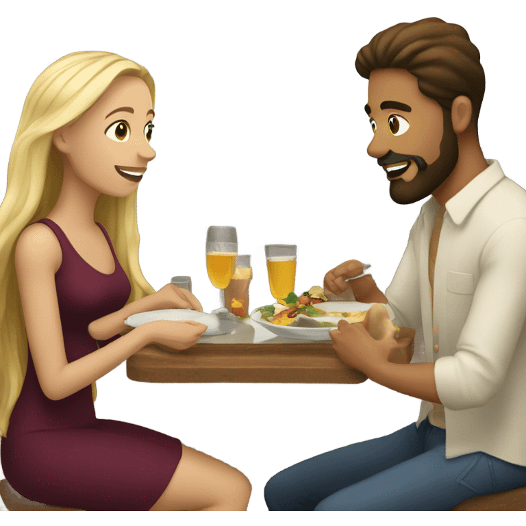 Puerto rican beard short brown hair getting dinner with with blond long hair girl  emoji