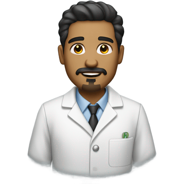 Full Latino man with goatee and plain lab coat emoji