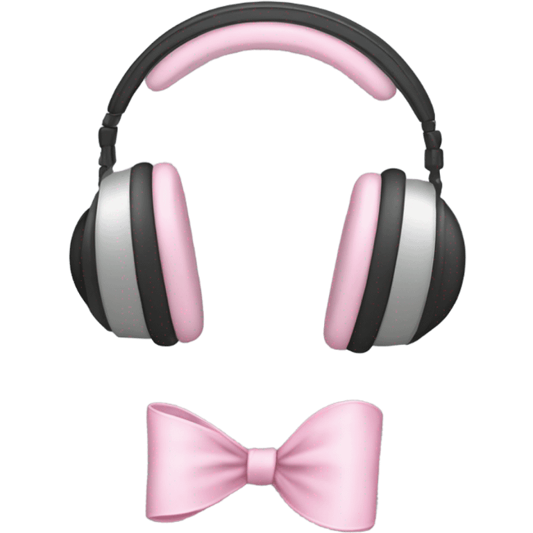 light grey full head headphones with light pink bows on the bit that goes on your ear emoji