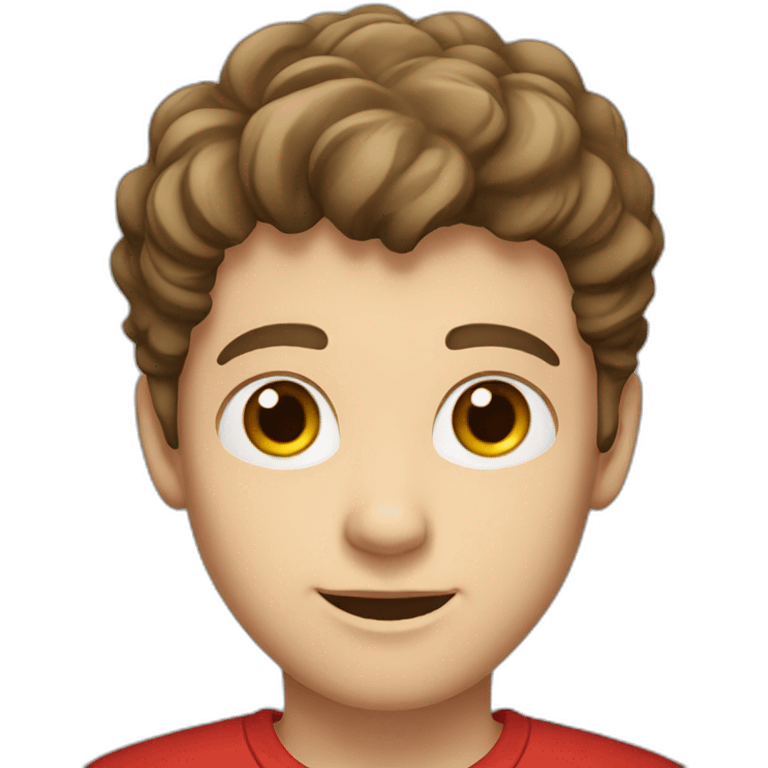 young white male with brown eyes,brown hair wearing red shirt emoji