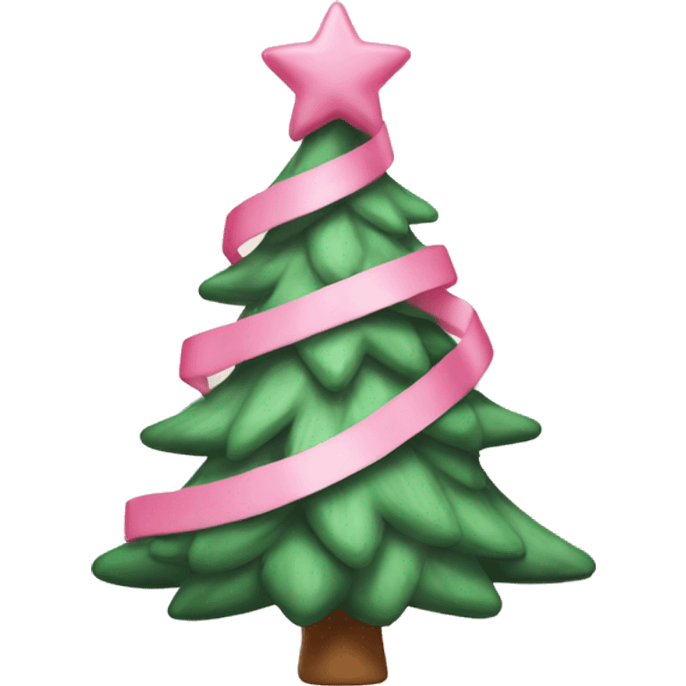 Christmas tree with pastle tone pink ribbon on top emoji