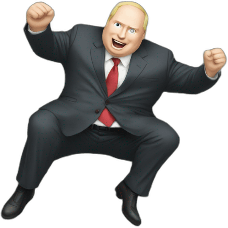 Fat vladimir poutine jumping into a pile of money emoji