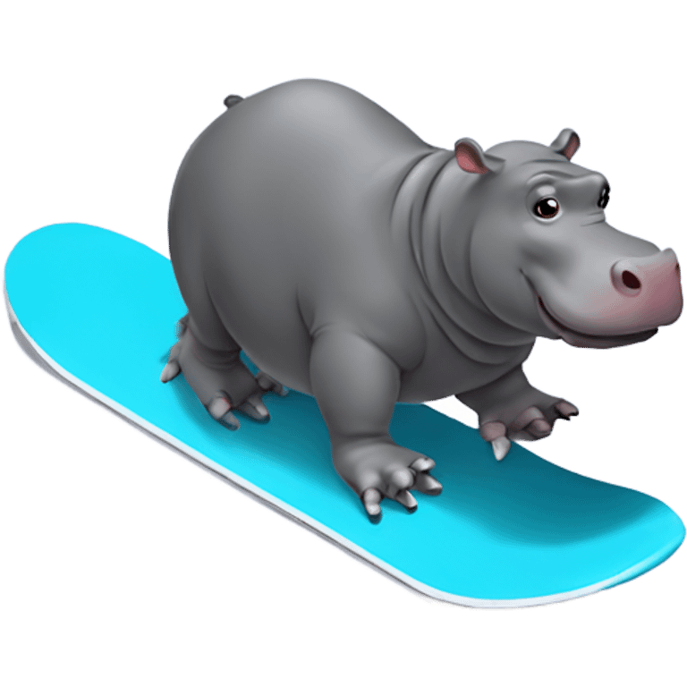 Hippo snowboarding  emoji