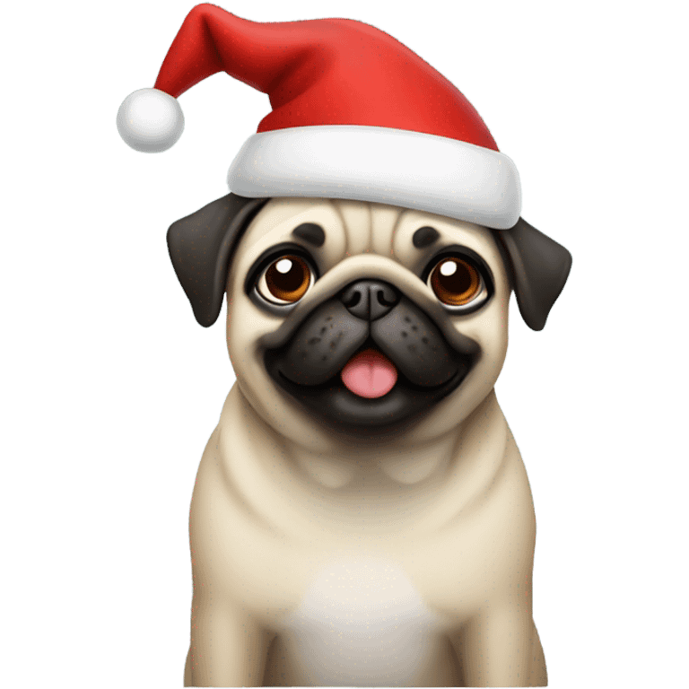 Pug in Santa hat  emoji