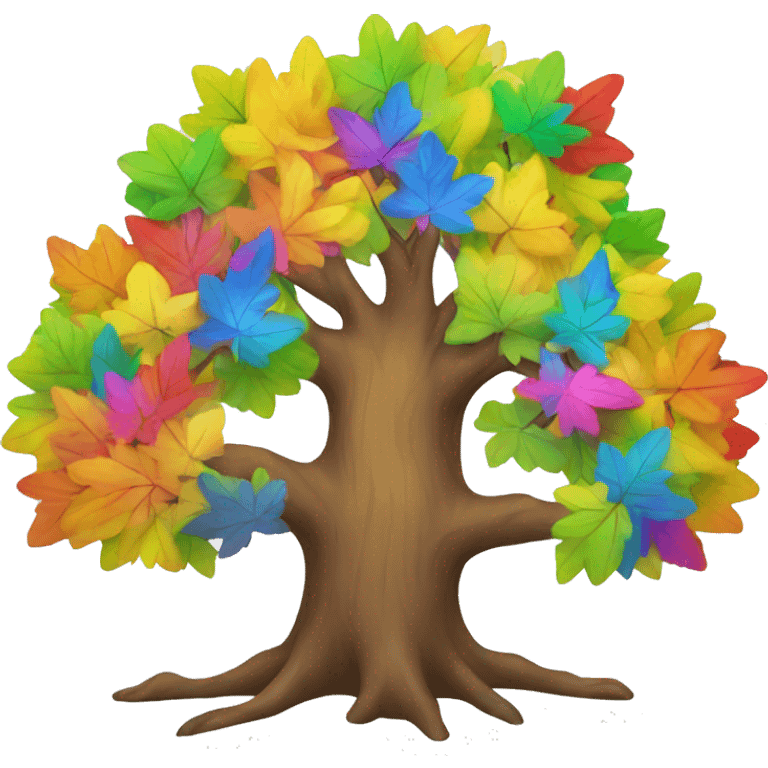 A tree with rainbow leaves emoji