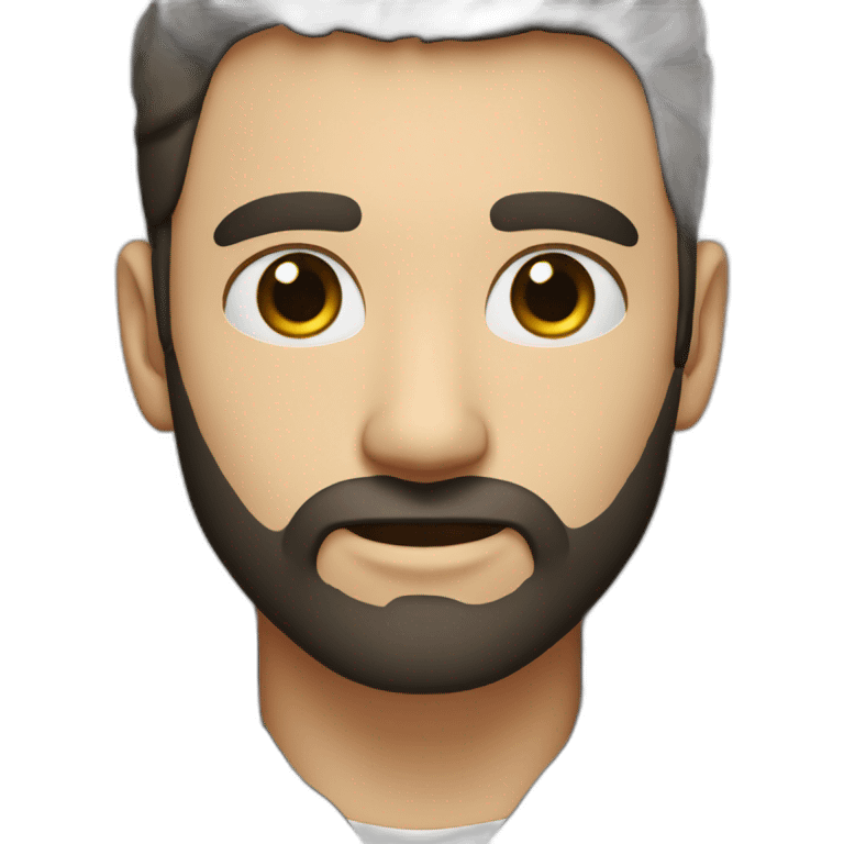 White color face, eye brown, black steal black, beard, plaid open collar shirt emoji