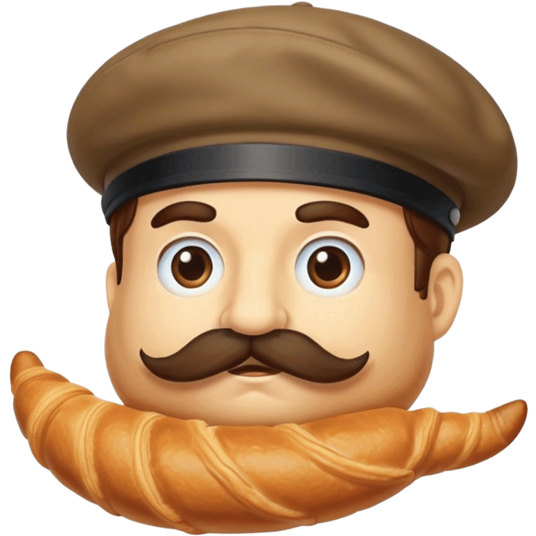 Croissant in french hat and with french moustache emoji