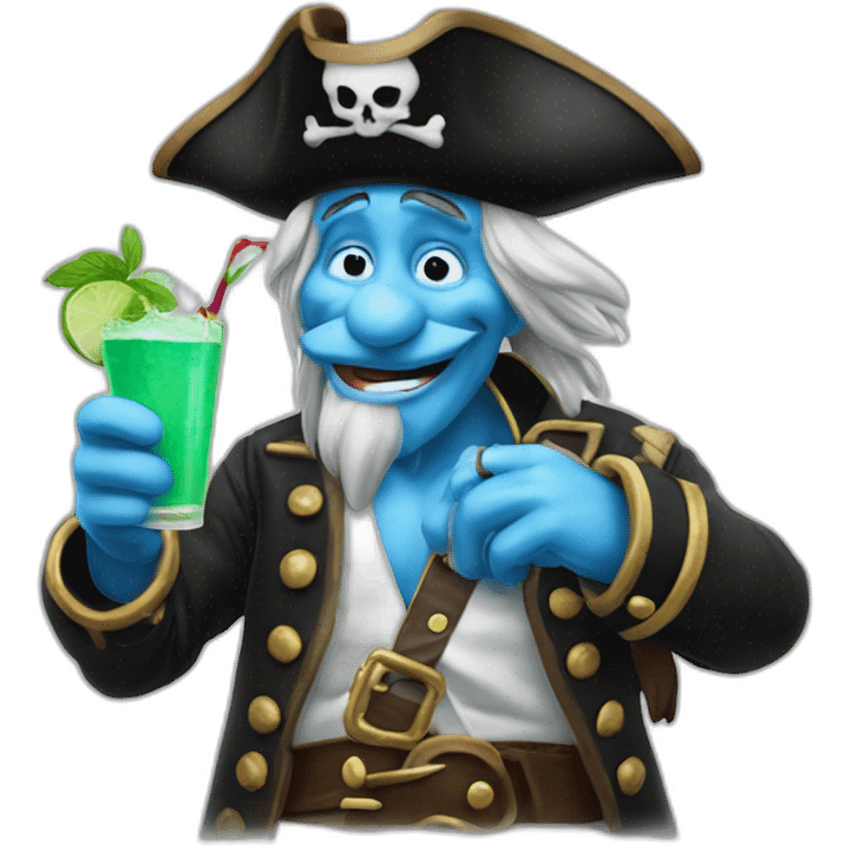 pirate Papa Smurf drinking mojito emoji