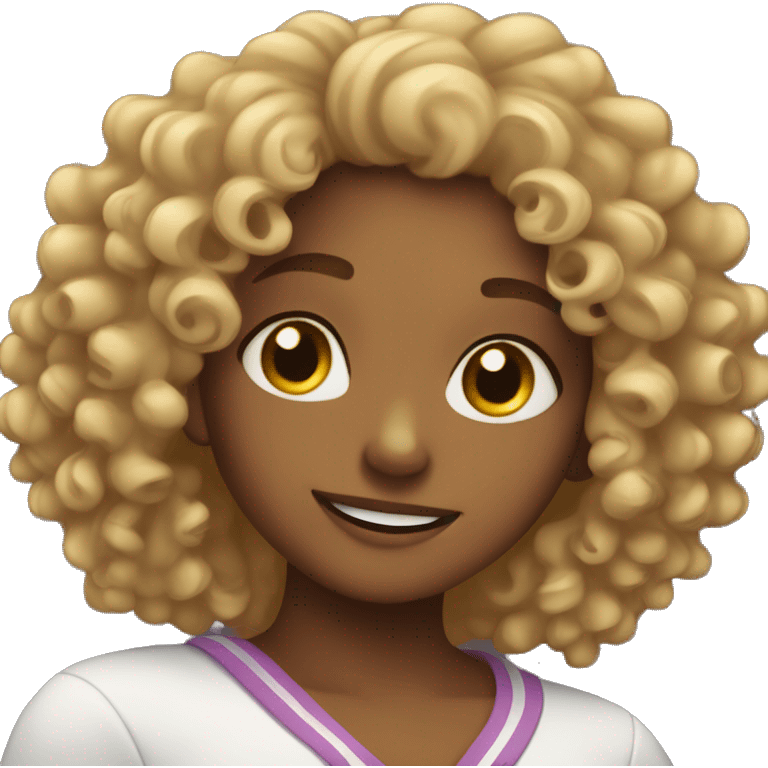 curly haired girl doing a eash and go emoji