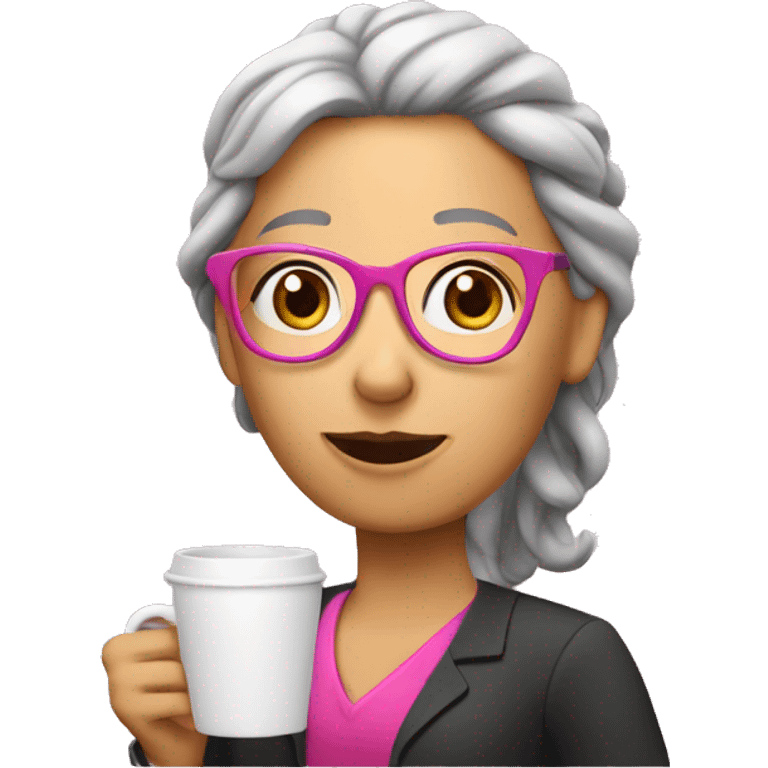 Pink Teacher  with coffee cup emoji