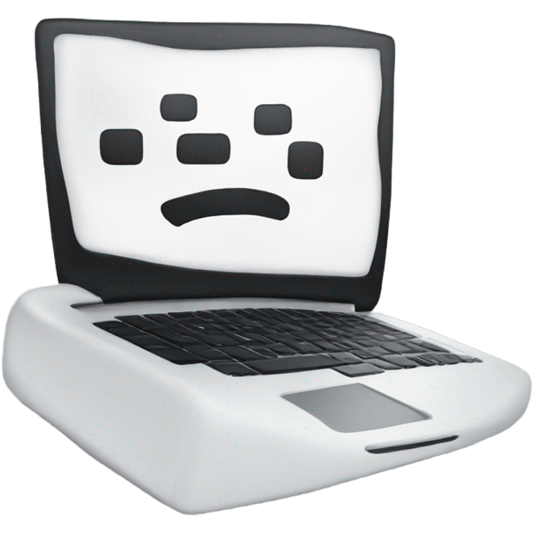 white laptop, black checkmark emoji