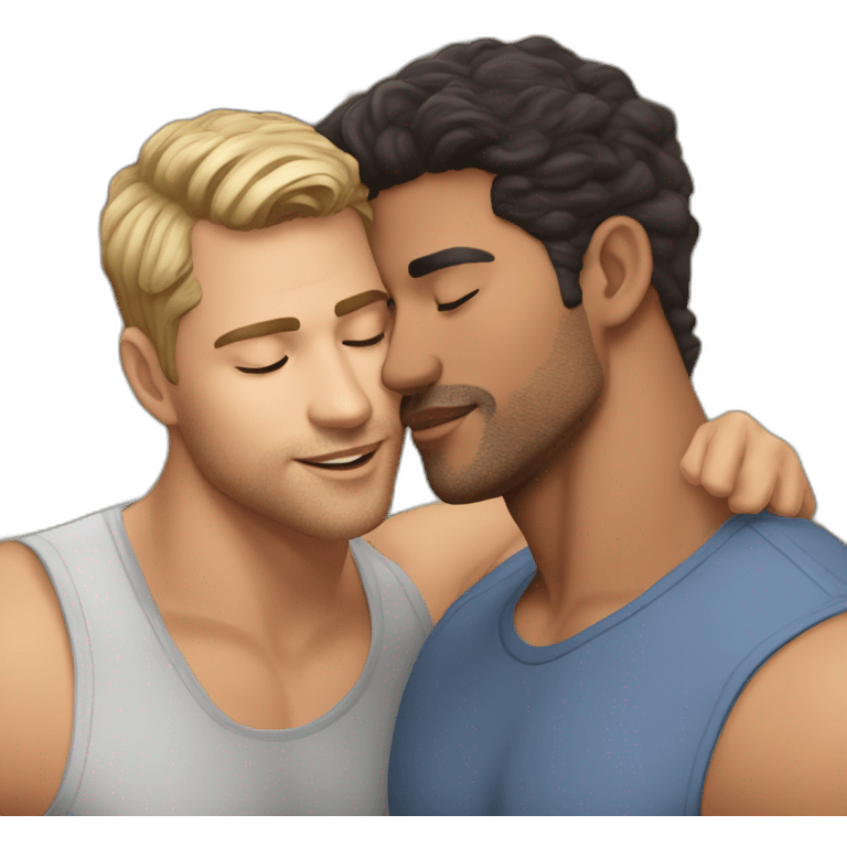 Sexy-fit-pose-Latino-male-and-caucasian-male-interracial-kissing emoji