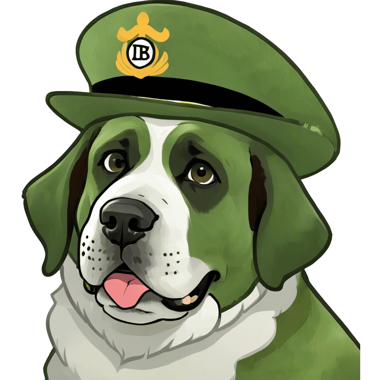 Saint Bernard dog wearing a derby hat emoji