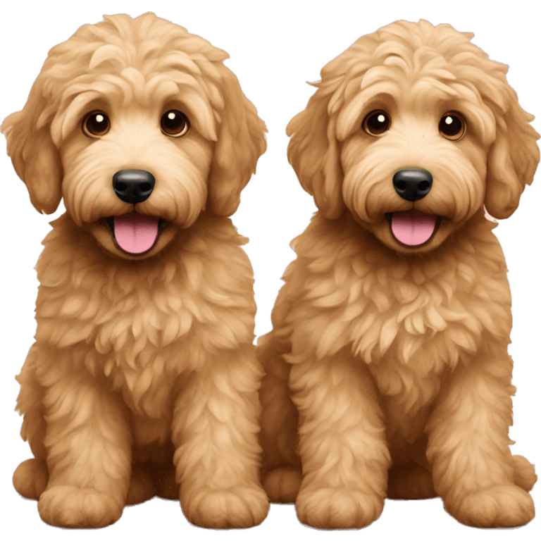 two golden labradoodles playing emoji