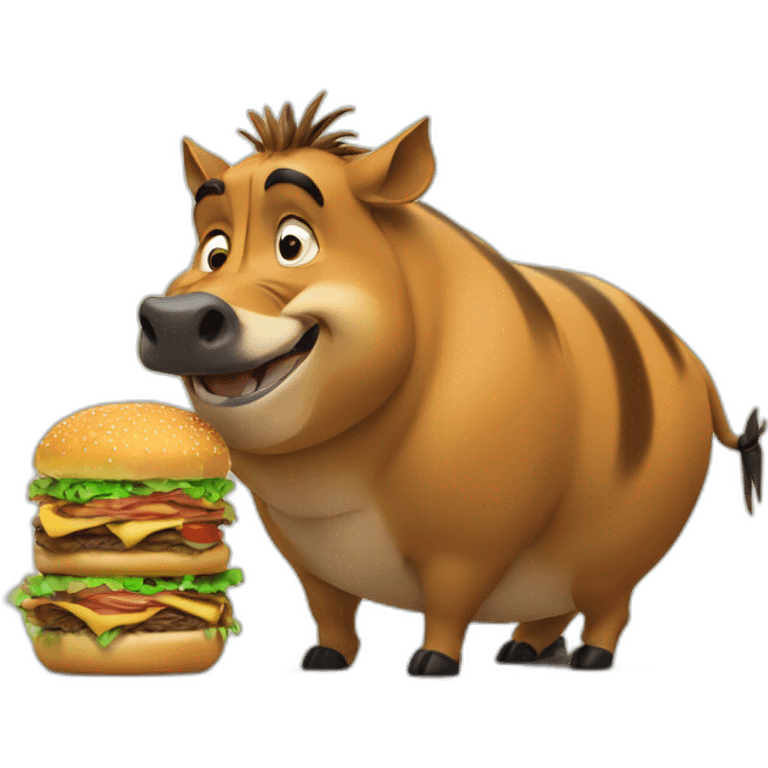 Pumba and Timon eat a hamburger  emoji