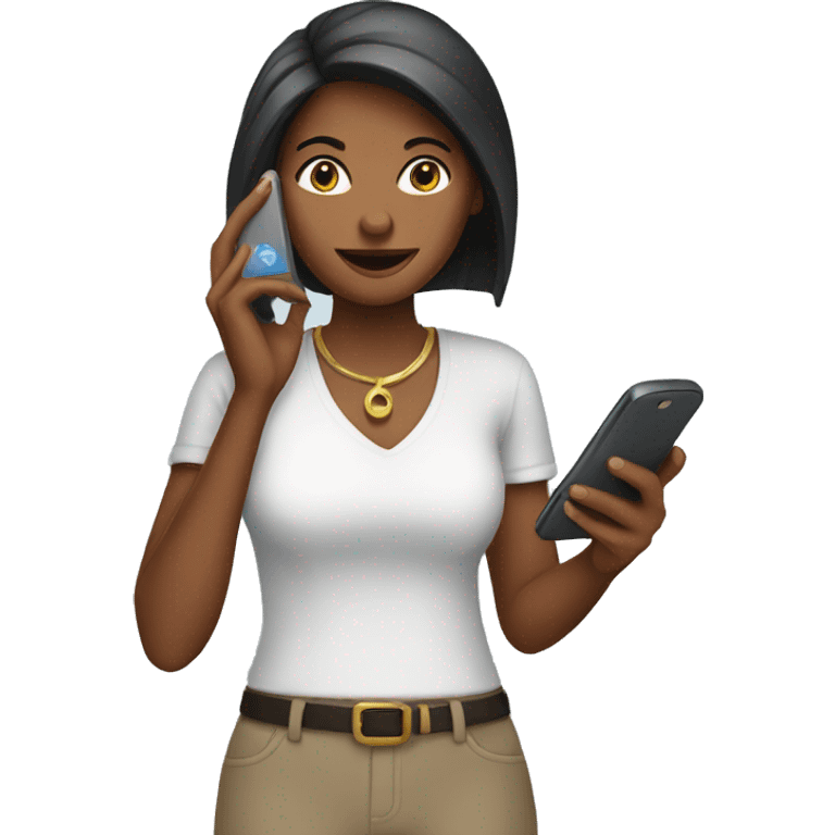 woman showing phone screen emoji