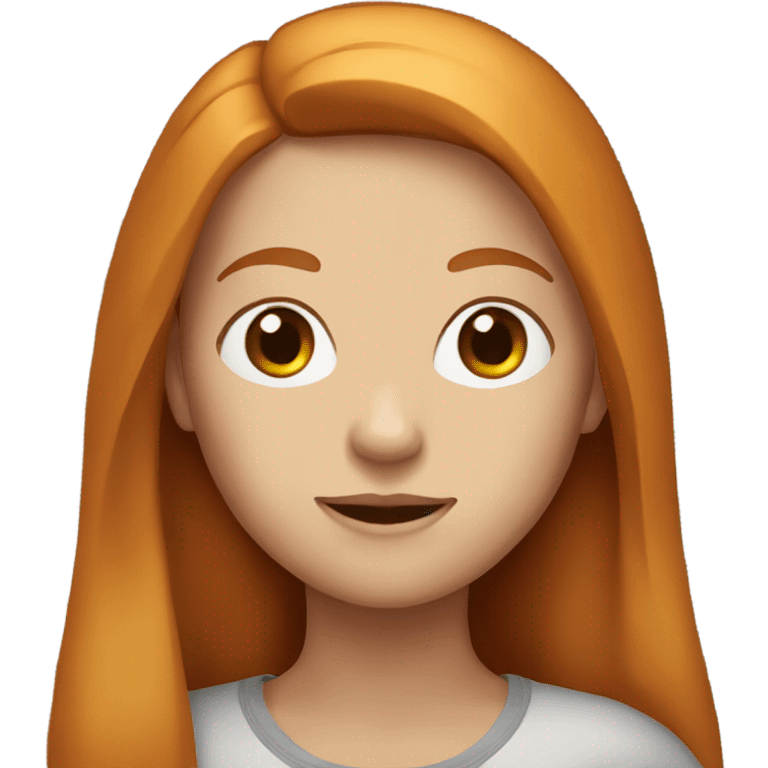 A girl has ginger, straight long hair. Her skin is white emoji