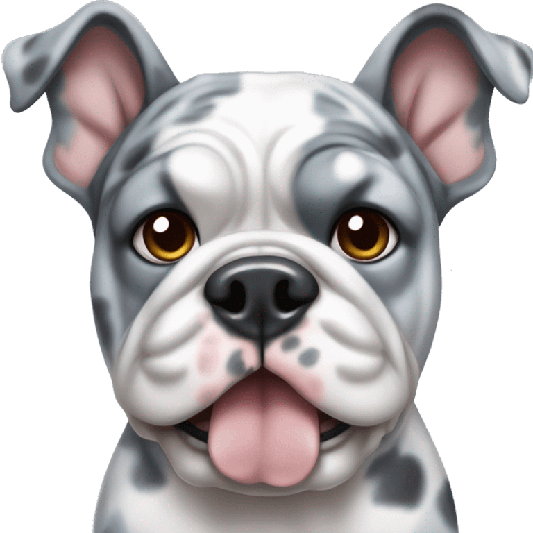 Blue Merle bulldog with bows emoji