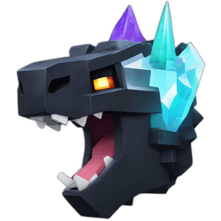 Minecraft Black Godzilla Head With Diamond Unicorn Horn and Lazer Eyes emoji