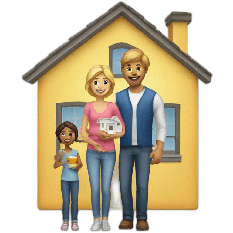 white American family people buying a house emoji