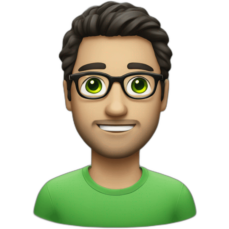 IT guy in round glasses with green eyes and dark hair emoji