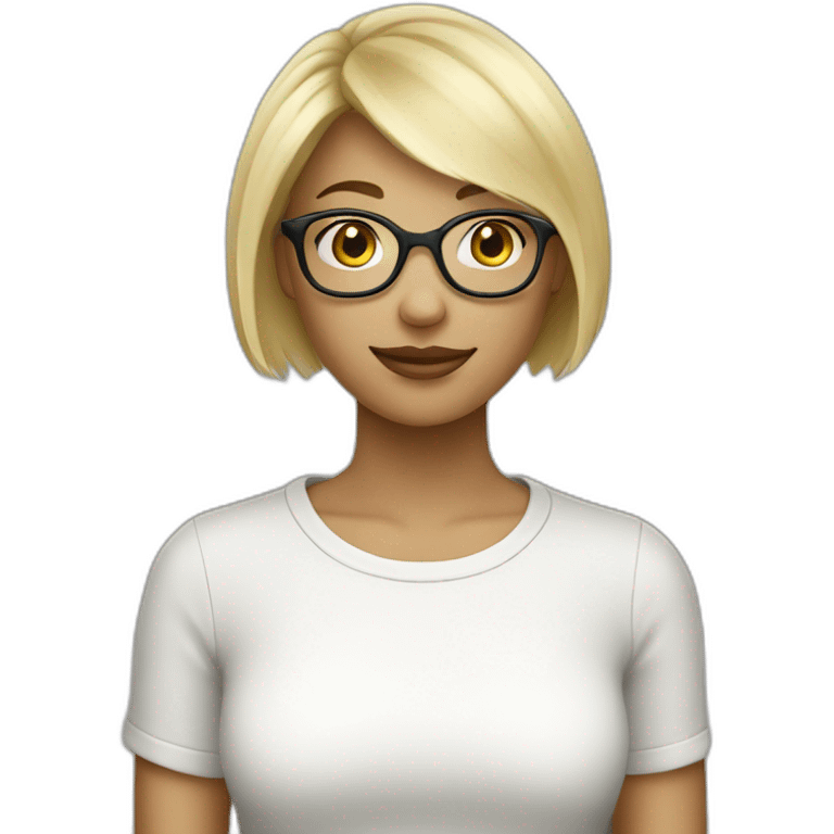 a blond girl short hair whit beatiful glasses emoji