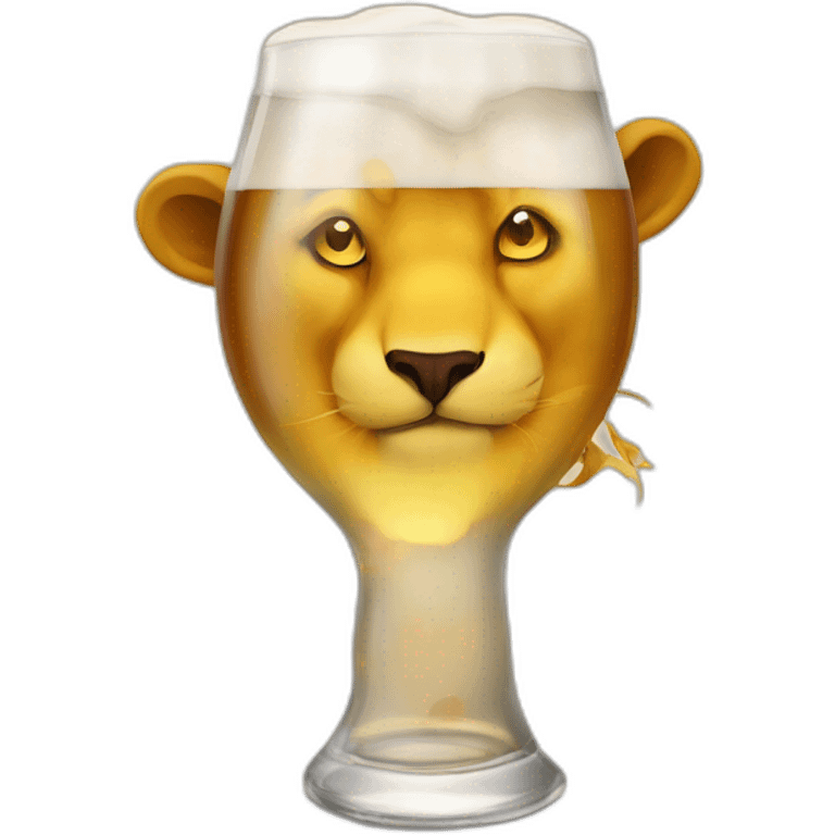 Un lion qui boit un verre de bière emoji