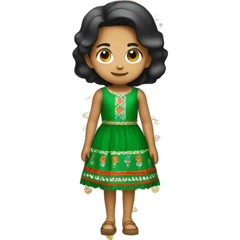 Niñito con nariz pequeña grandes verdes y con el cabello alborotado y vestido como mexicano  emoji