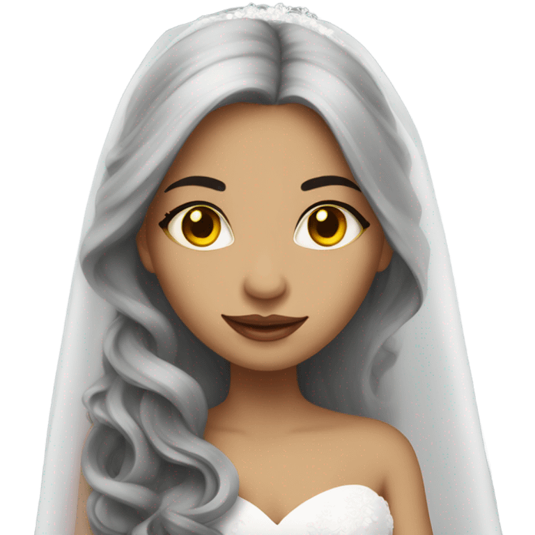 Beautiful bride with long black hair yellow eyes emoji